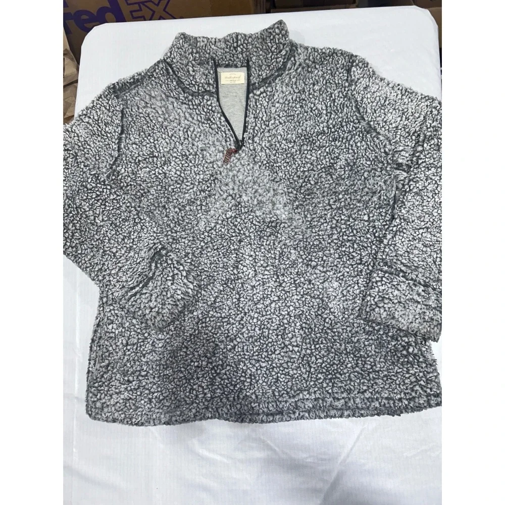 Weatherproof Vintage Mens Gray Sherpa Fleece Quarter Zip Pullover‎ Sweater
